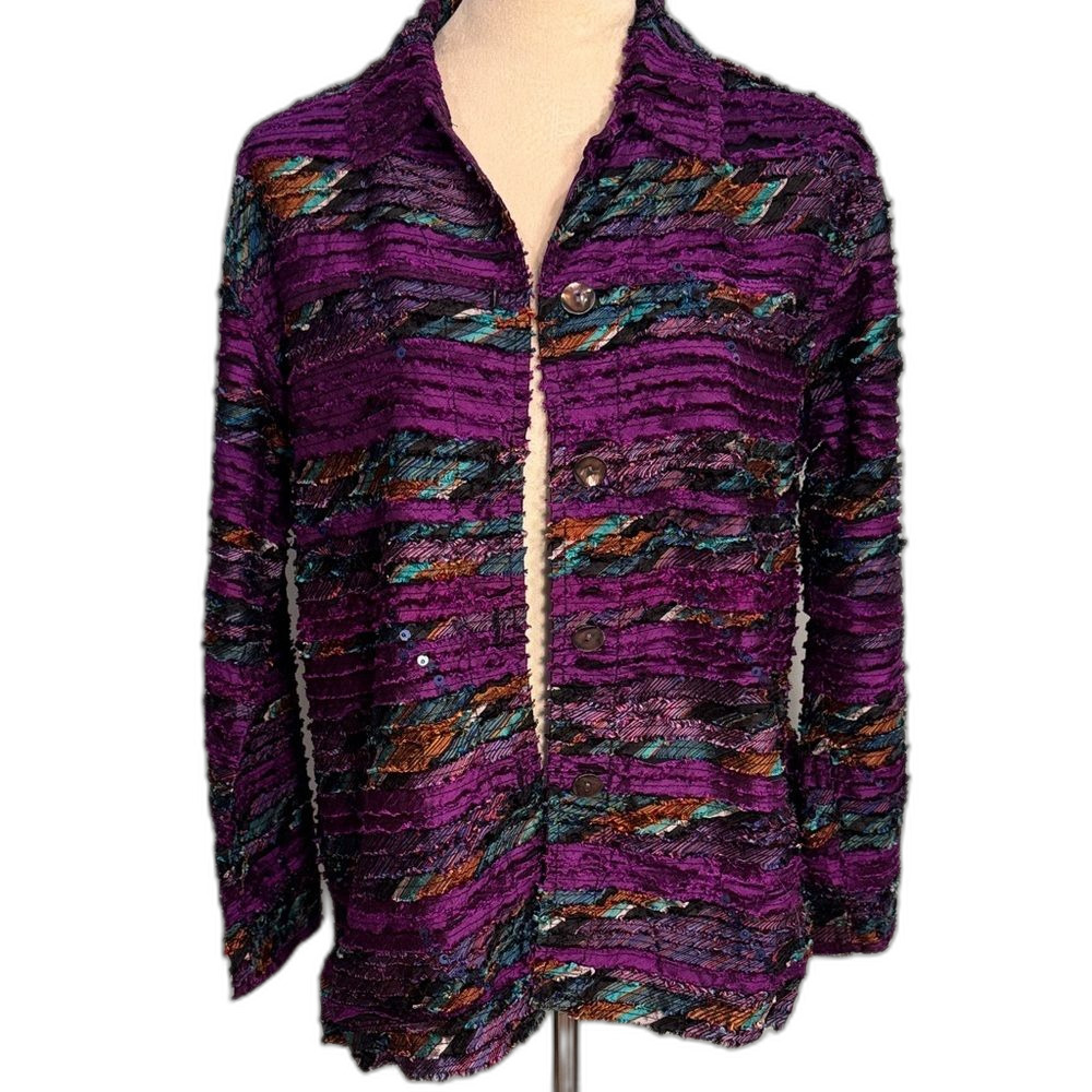 Vintage Chicos cotton silk sequined blouse Size M/Chicos Size 1